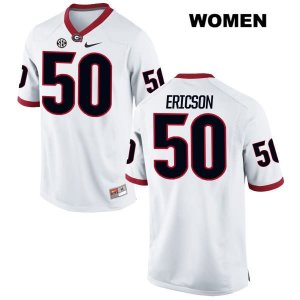 Women's Georgia Bulldogs NCAA #50 Warren Ericson Nike Stitched White Authentic College Football Jersey CDB7054GU